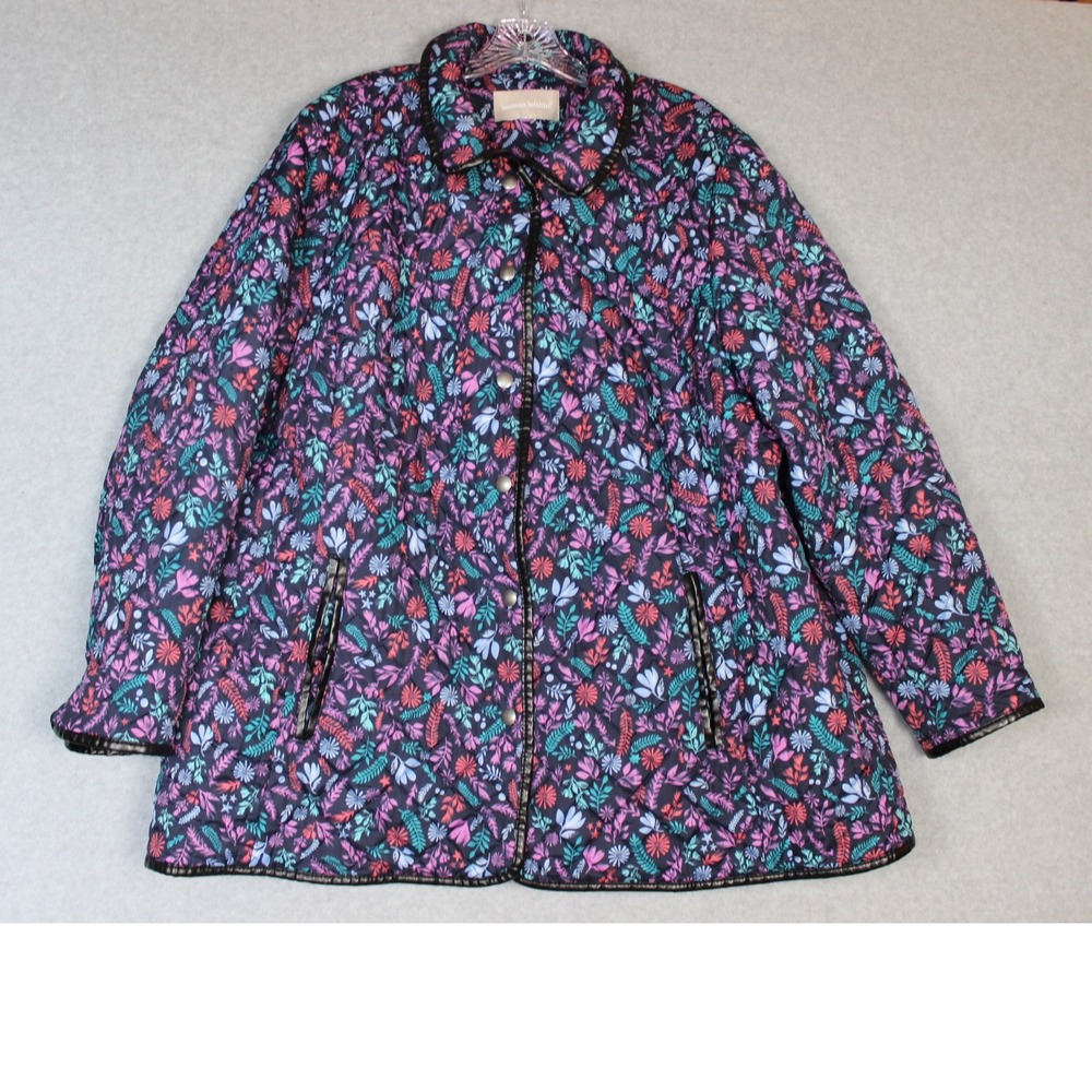 Woman‎ Within Quilted Jacket Floral Print Lightweight Coat 22W